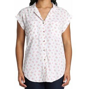 NWT Jach's New York Women's Short Sleeve V Neck Blouse White Size 2XL $45 FLD208